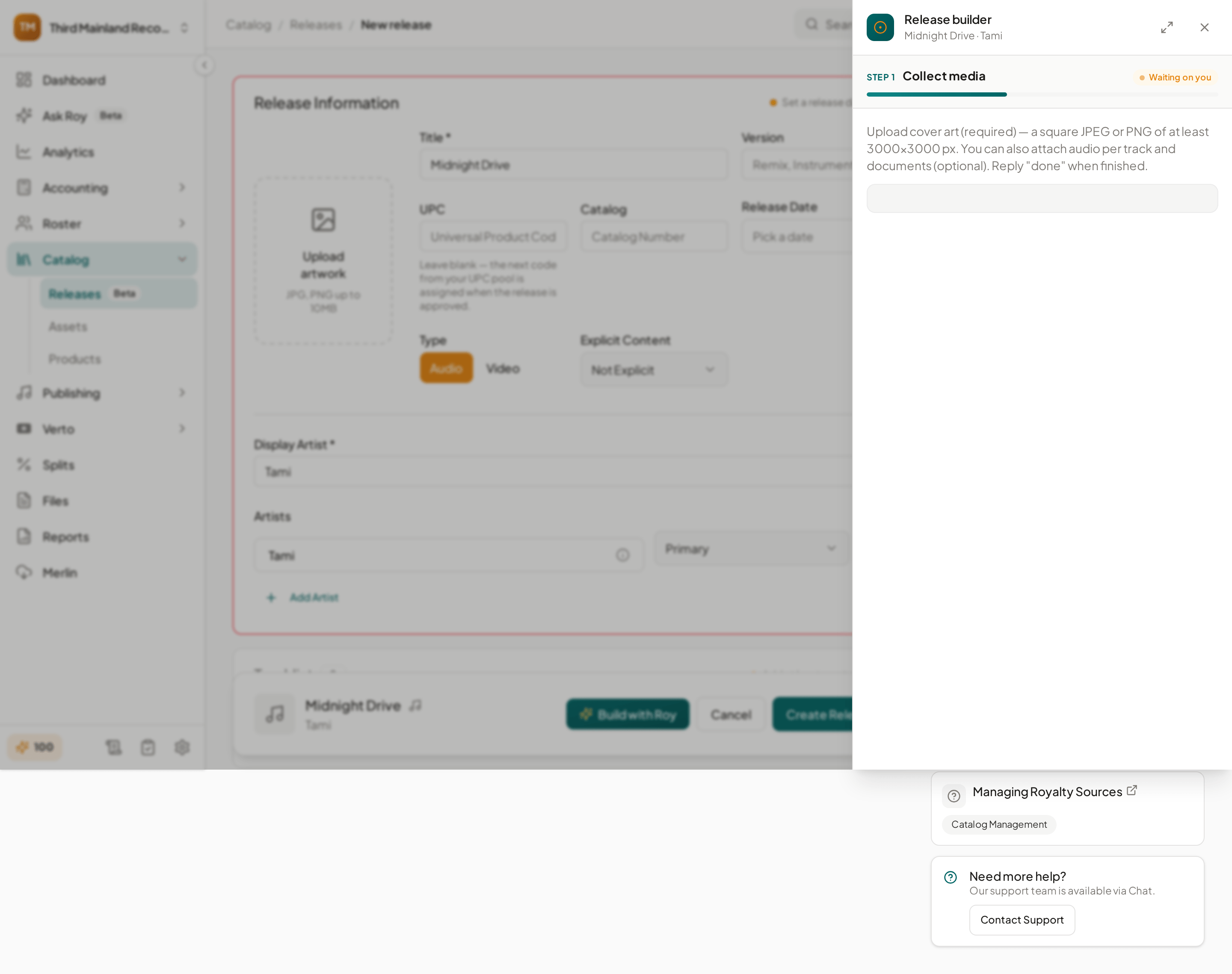 Build with Roy release builder running its first step after launch